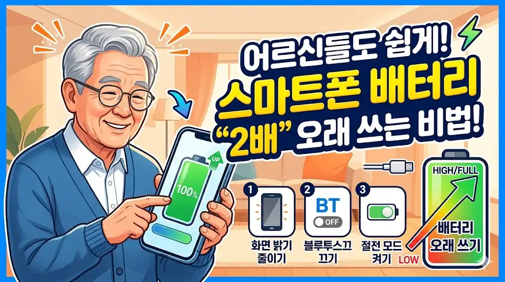 고령자 스마트폰 배터리 오래 쓰는 방법 7가지 (설정만으로 해결)