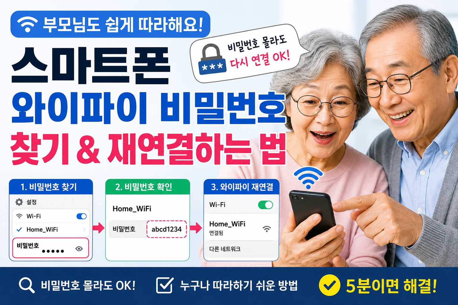 부모님 스마트폰 와이파이가 안 될 때 확인할 순서