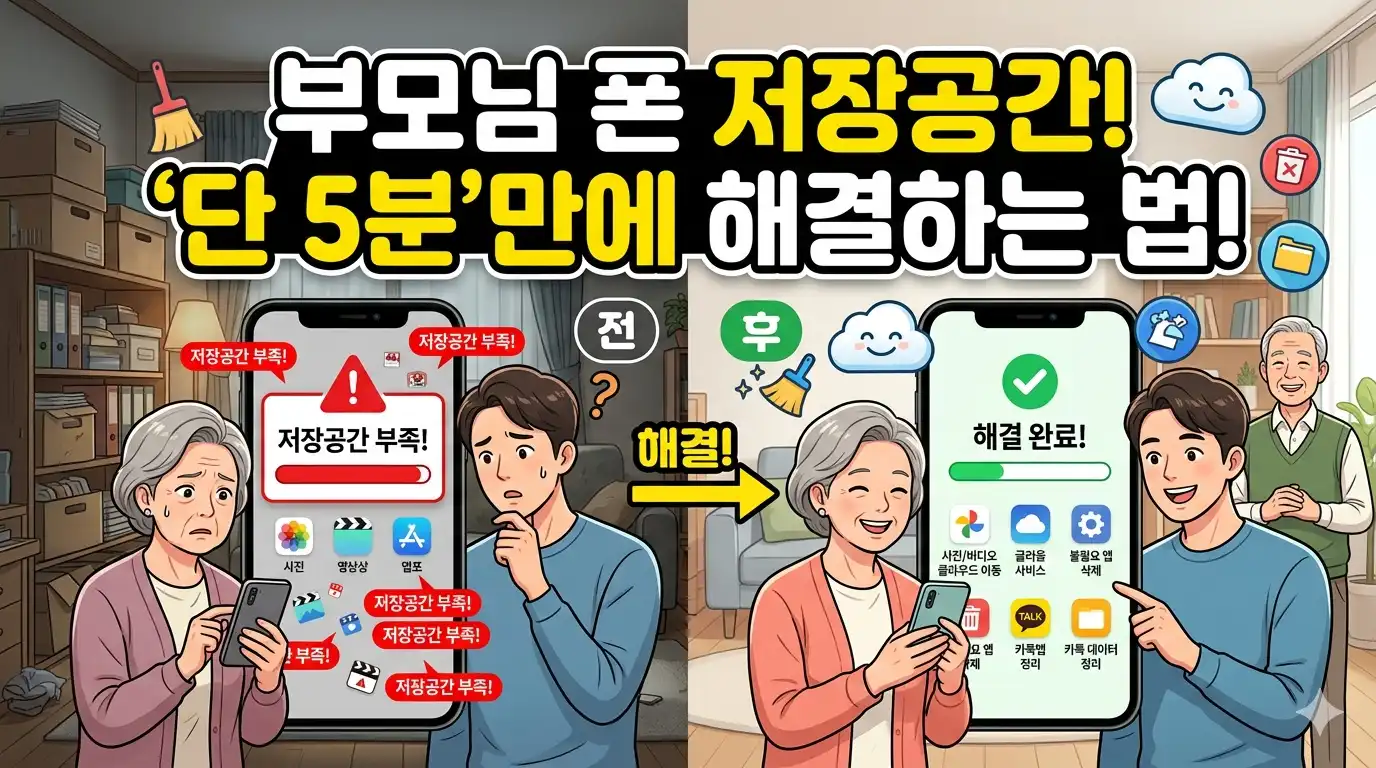 부모님 스마트폰 저장공간 부족할 때 해결 방법