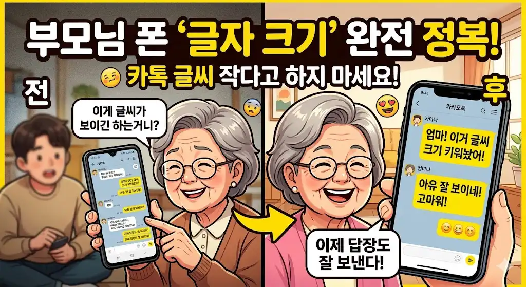 부모님 카카오톡 글자 크기 키우는 방법 (갤럭시·아이폰 단계별)
